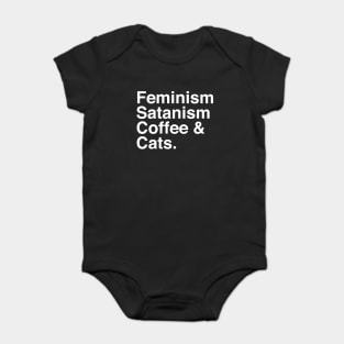 Feminism, Satanism, Coffee & Cats Baby Bodysuit